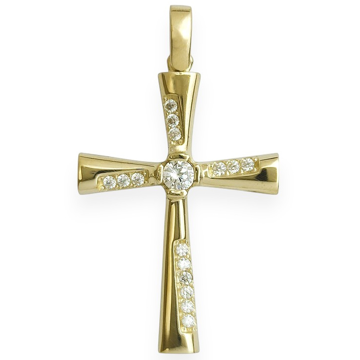 Χρυσός Σταυρός Κ14 Διπλής Όψης